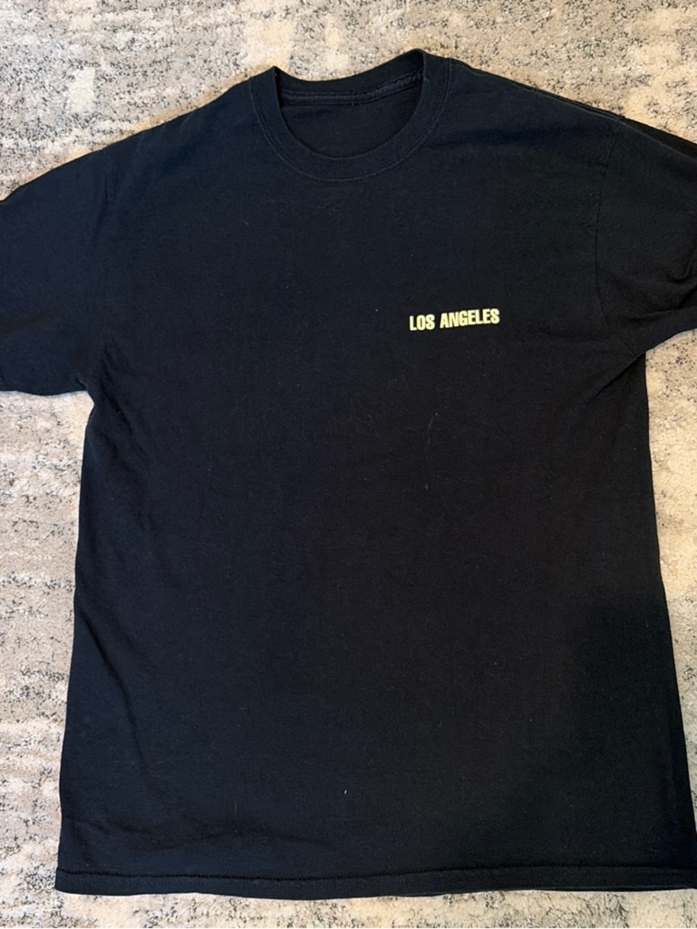 Men's Black Crewneck T-Shirt with Yellow 'Los Angeles' Print